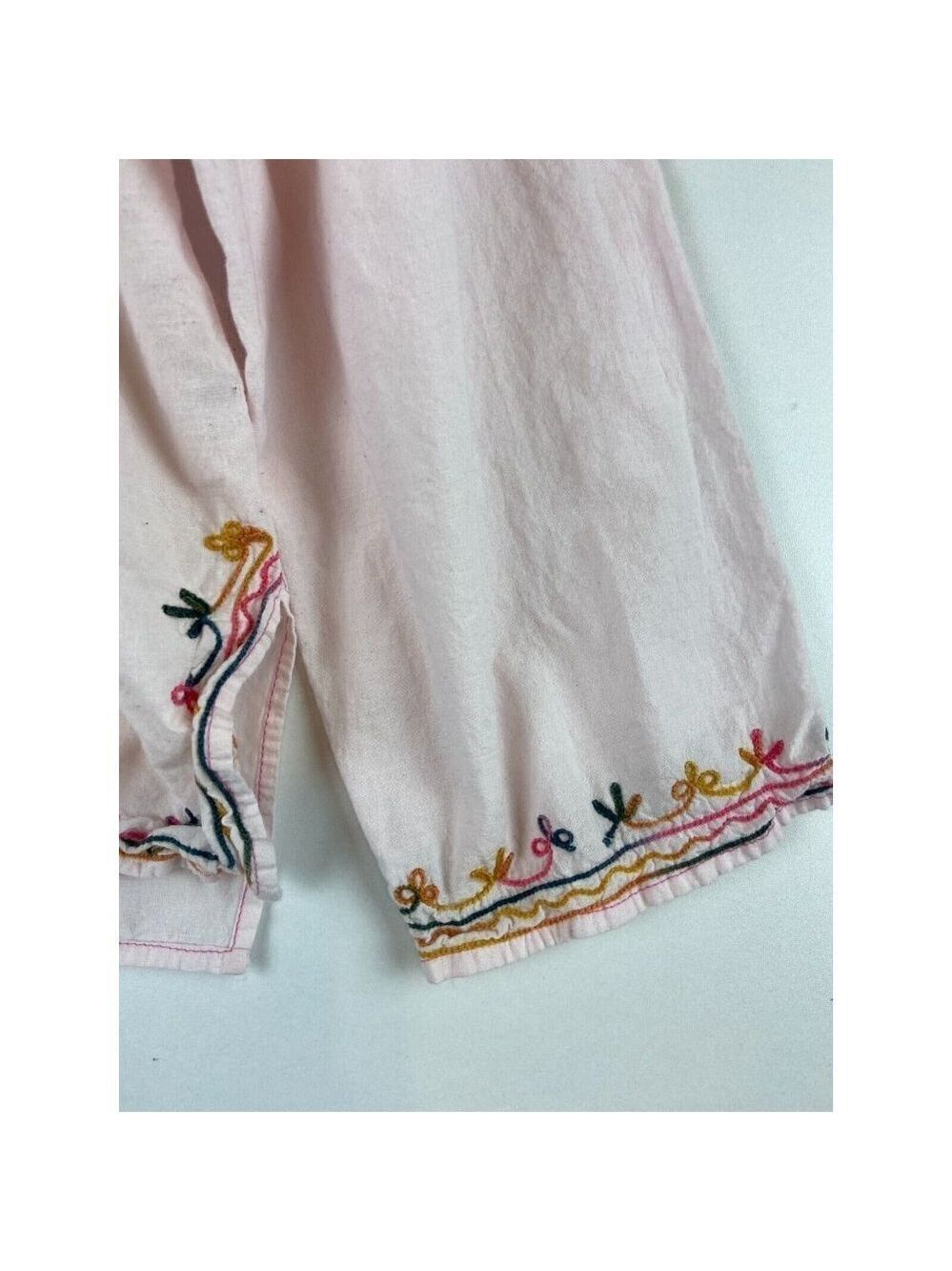 Women's Pale Pink Embroidered Cotton Blouse Size M - Picture 4 of 9